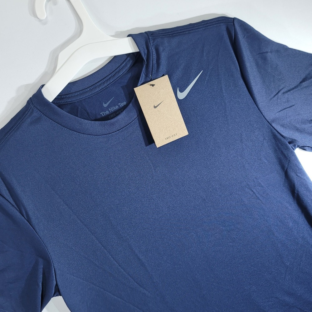 Nike Dri-FIT Mens Training Tee Navy Blue Short Sleeve Swoosh DV7299-419 Medium
